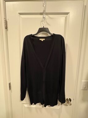Classic Black V-Neck Open Cardigan